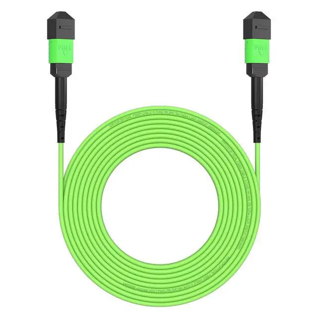 Alt view image 2 of 6 - MPO to MPO Trunk Cable 50/125m Multimode OM5 (12 Fiber, MPO to MPO Female, Type B, LSZH/Riser, UPC, Lime Green) 10m (32ft)