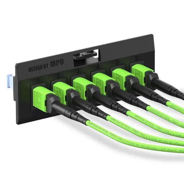 Alt view image 3 of 6 - MPO to MPO Trunk Cable 50/125m Multimode OM5 (12 Fiber, MPO to MPO Female, Type B, LSZH/Riser, UPC, Lime Green) 10m (32ft)