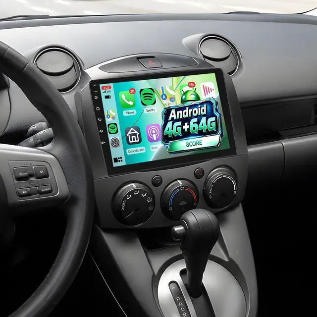 Main image of 5Ghz WiFi 8Core 4G+64G Android 15 Car Radio for Mazda 2 2007-2014 Car Stereo with Wireless Carplay Android Auto, 9 Inch HD Touchscreen with GPS WiFi Bluetooth5.0 FM/RDS 32EQ DSP SWC Backup Camera MIC