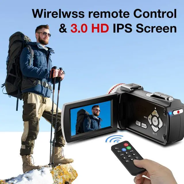 Alt view image 4 of 6 - 4K Video Camera Camcorder, 64MP UHD Vlogging Camera for YouTube, 21X Digital Zoom, 4K Camcorder for YouTube with External Microphone, Stabilizer, Remote, 2 Batteries, Remote, Memory Card