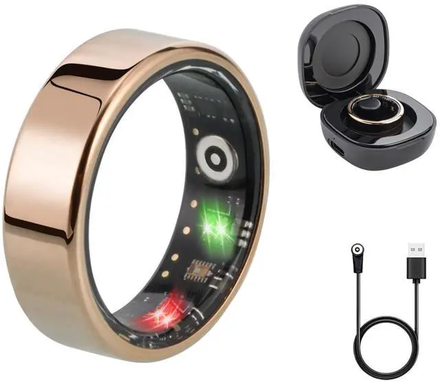 Main image of Smart Ring, Fitness Tracking Smart Ring with Calories Heart Rate Sleep Monitoring Blood Oxygen IP68 Waterproof no APP Subscription (Rose Gold, 11)