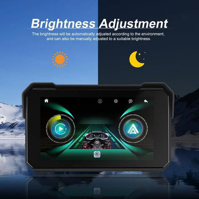 Alt view image 5 of 6 - Motorcycle Carplay Screen, Wireless CarPlay Android Auto for Moto, 5" Waterproof Touchscreen Portable Car Stereo Support Dual Bluetooth, Siri, Google Assistant