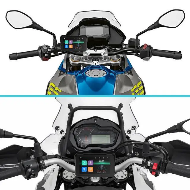 Alt view image 6 of 6 - Motorcycle Carplay Screen, Wireless CarPlay Android Auto for Moto, 5" Waterproof Touchscreen Portable Car Stereo Support Dual Bluetooth, Siri, Google Assistant