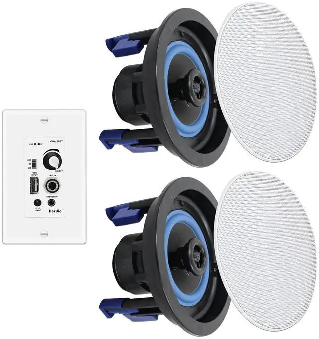 Main image of 4 Inch Bluetooth Ceiling Speakers 160W Flush Mount in Wall Amplifier Receiver Suitable for Indoor Home & Covered Outdoor Porch (Pairs)