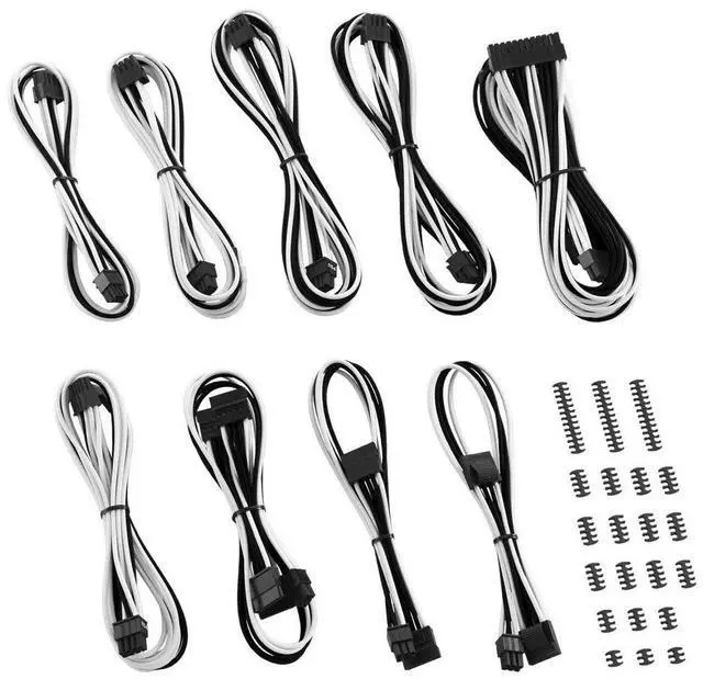 Main image of C-Series Classic ModMesh Sleeved Cable Kit for Corsair Type 4 RM Black Label/RMi/RMX (Black + White)