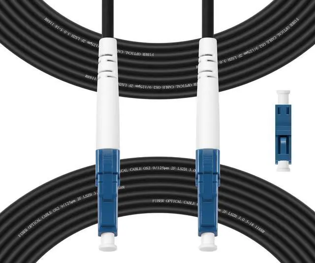 Main image of 100M(328ft) OS2 LC to LC Fiber Optic Cable Outdoor Armored Single Mode,Simplex,9/125µm 3.0mm Diameter Fiber Patch Cable,Jumper Cords LSZH,OS1/OS2 Compatible,Black