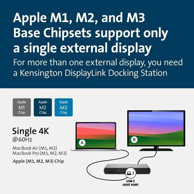 Alt view image 6 of 6 - USB-C and Thunderbolt Dock, up to 100W Charging, Dual 4K, for Mac, Windows and Surface (K37010NA)