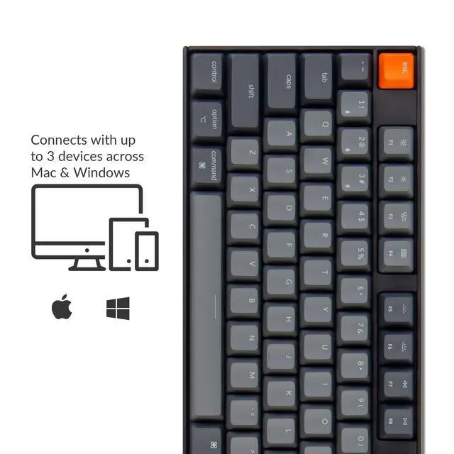 Alt view image 3 of 6 - K10 Full Size Layout White LED Backlit Hot-Swappable Mechanical Keyboard for Mac Windows, Multitasking 104-Key Bluetooth Wireless/USB Wired Computer Keyboard with Super Brown Switch