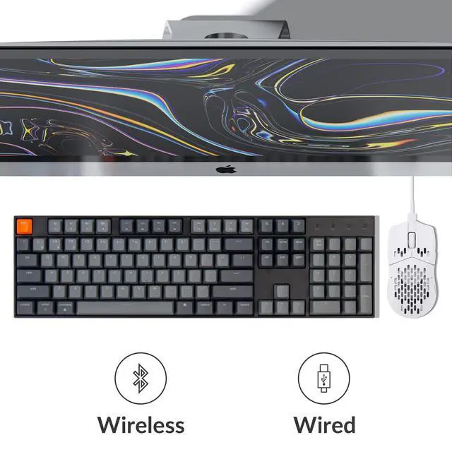 Alt view image 4 of 6 - K10 Full Size Layout White LED Backlit Hot-Swappable Mechanical Keyboard for Mac Windows, Multitasking 104-Key Bluetooth Wireless/USB Wired Computer Keyboard with Super Brown Switch