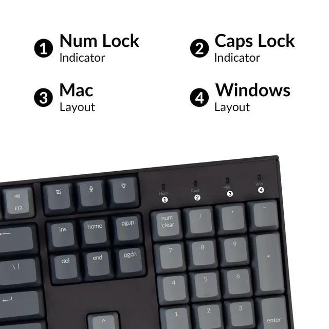 Alt view image 6 of 6 - K10 Full Size Layout White LED Backlit Hot-Swappable Mechanical Keyboard for Mac Windows, Multitasking 104-Key Bluetooth Wireless/USB Wired Computer Keyboard with Super Brown Switch