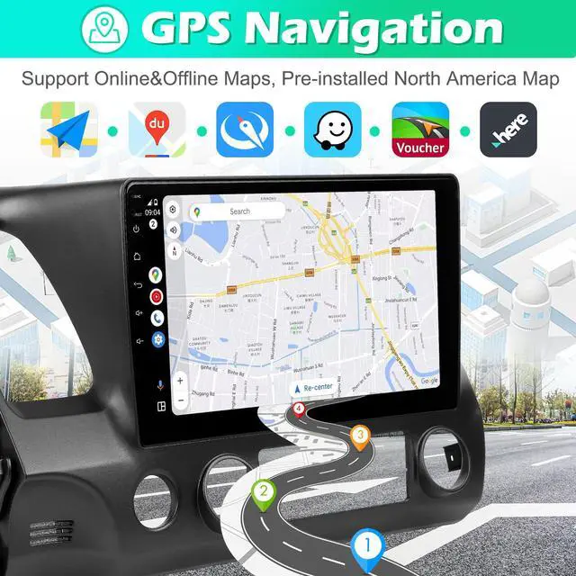 Alt view image 4 of 6 - 10.1" Android 12 Car Stereo for Honda Civic 2006-2011 (8th Gen) | Wireless Apple CarPlay & Android Auto | Bluetooth 5.0 | WiFi GPS Navigation | 2GB RAM 64GB ROM | HD Touchscreen Head Unit
