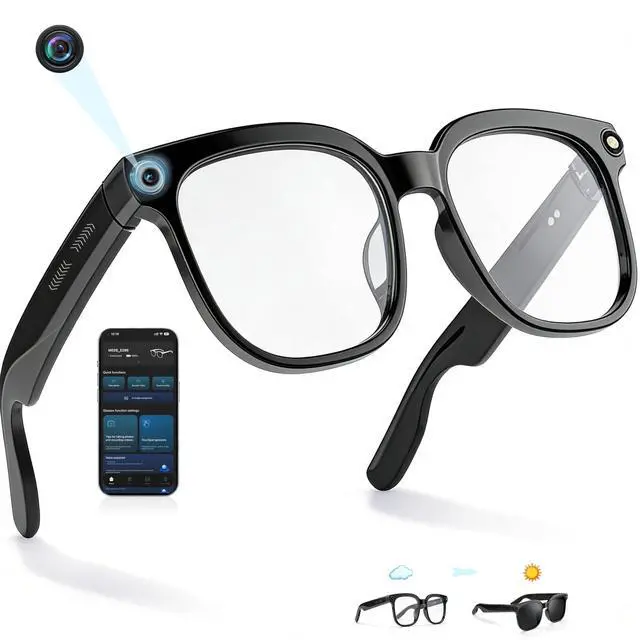 Main image of AI Smart Glasses with Camera, 4K POV Video Recording, Real-Time Translation in 140+ Languages, Voice Assistant, Object Recognition, Photochromic Lenses, Bluetooth/WiFi for Travel, Work, Vlogging