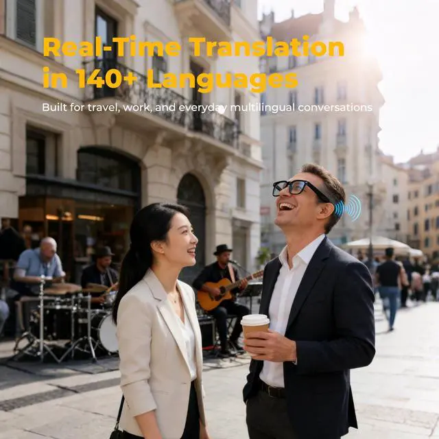 Alt view image 3 of 6 - AI Smart Glasses with Camera, 4K POV Video Recording, Real-Time Translation in 140+ Languages, Voice Assistant, Object Recognition, Photochromic Lenses, Bluetooth/WiFi for Travel, Work, Vlogging