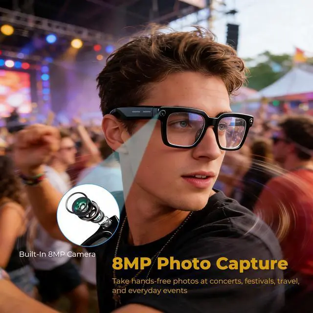 Alt view image 6 of 6 - AI Smart Glasses with Camera, 4K POV Video Recording, Real-Time Translation in 140+ Languages, Voice Assistant, Object Recognition, Photochromic Lenses, Bluetooth/WiFi for Travel, Work, Vlogging