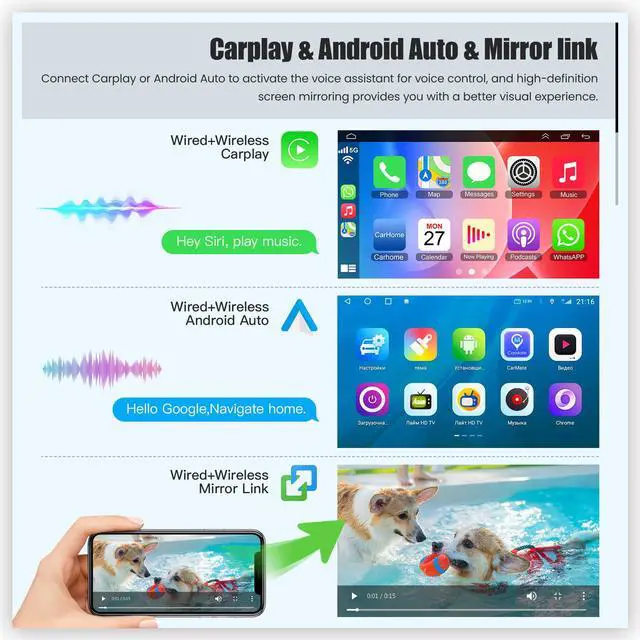 Alt view image 3 of 6 - Android 15 4GB+64GB Car Radio for Jeep Wrangler 2015 2016 2017,10.2 inch QLED Touchscreen - Wireless Carplay & Android Auto,GPS Navigation & Bluetooth