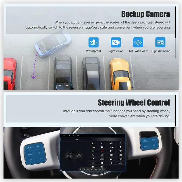 Alt view image 5 of 6 - Android 15 4GB+64GB Car Radio for Jeep Wrangler 2015 2016 2017,10.2 inch QLED Touchscreen - Wireless Carplay & Android Auto,GPS Navigation & Bluetooth