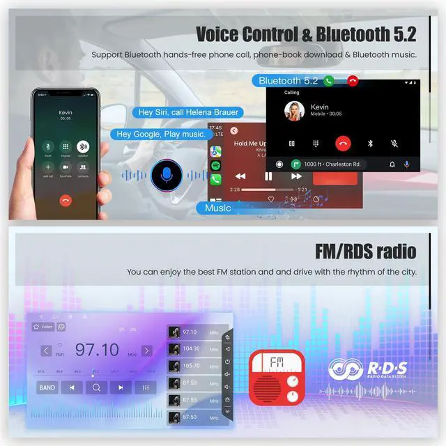 Alt view image 6 of 6 - Android 15 4GB+64GB Car Radio for Jeep Wrangler 2015 2016 2017,10.2 inch QLED Touchscreen - Wireless Carplay & Android Auto,GPS Navigation & Bluetooth