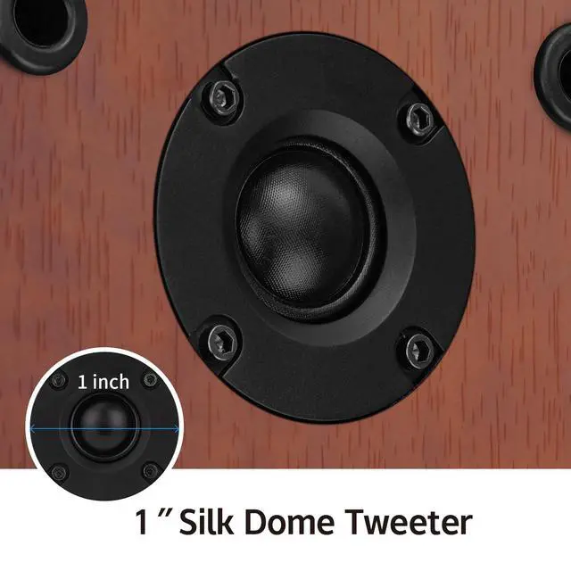 Alt view image 3 of 6 - 40W*2 Passive Bookshelf Speakers for Record Players and Home Theater Systems, Midrange and High-Frequency Stereo Speakers, Indoor Rear Surround Speakers, Requires a Receiver or Amplifier, (Brown)