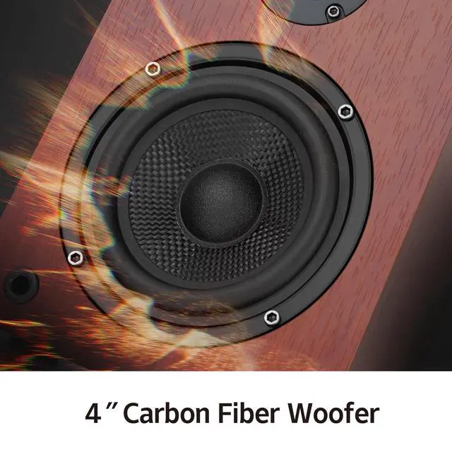 Alt view image 4 of 6 - 40W*2 Passive Bookshelf Speakers for Record Players and Home Theater Systems, Midrange and High-Frequency Stereo Speakers, Indoor Rear Surround Speakers, Requires a Receiver or Amplifier, (Brown)