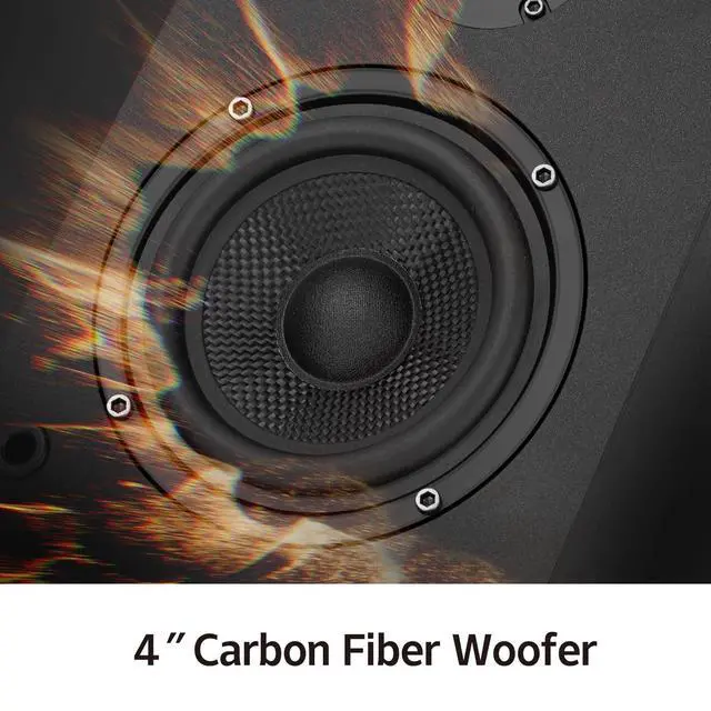 Alt view image 4 of 6 - 40W*2 Passive Bookshelf Speakers for Record Players and Home Theater Systems, Midrange and High-Frequency Stereo Speakers, Indoor Rear Surround Speakers, Requires a Amplifier,(Black)