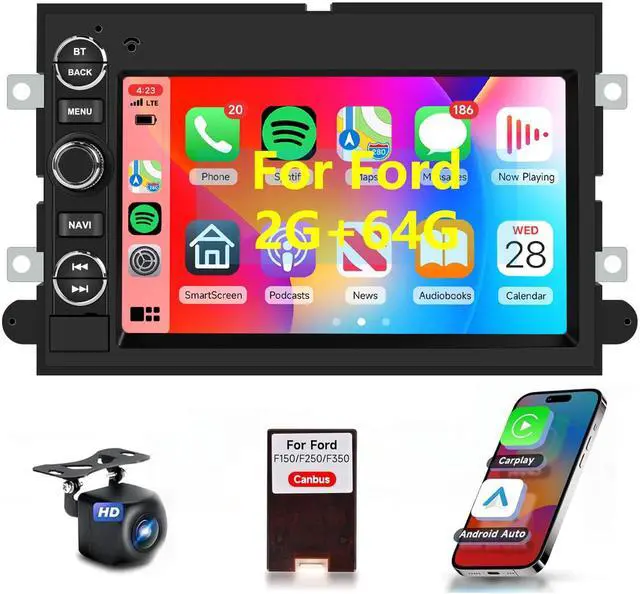 Main image of 2G 64G Car Stereo for Ford F150 F250 F350 E250 E350 Fusion Edge Explorer Radio with Wireless Carplay Android Auto 7inch IPS Touchscreen Bluetooth DAB+ OBD2 WiFi FM/RDS GPS SWC Backup Camera