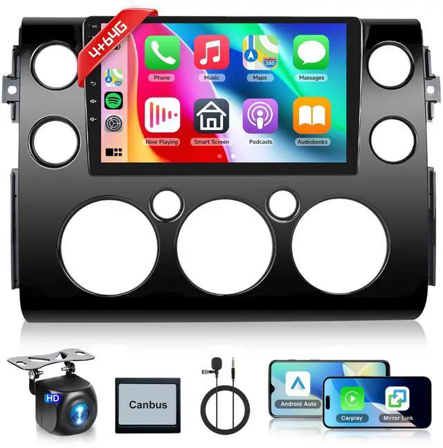 Main image of 4G+64G Android Car Stereo Radio for Toyota FJ Cruiser 2006-2023 with Wireless Carplay Android Auto, 9'' Touchscreen Head Unit GPS Bluetooth 5G-WiFi FM/RDS EQ-32 Backup Camera SWC