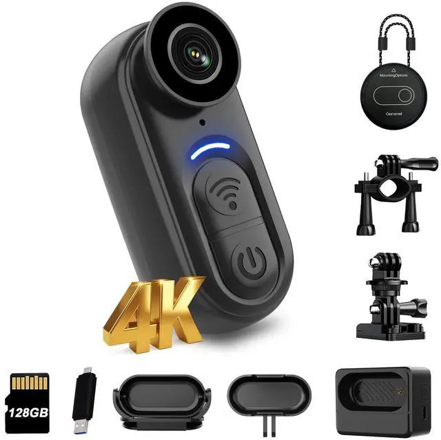 Main image of 4K Mini Body Camera 128GB Thumb Size Wearable Action Cam, Hands-Free POV Recording, Portable Body Worn Camera for Travel, Cycling, Sports, Pets, Outdoor Adventures