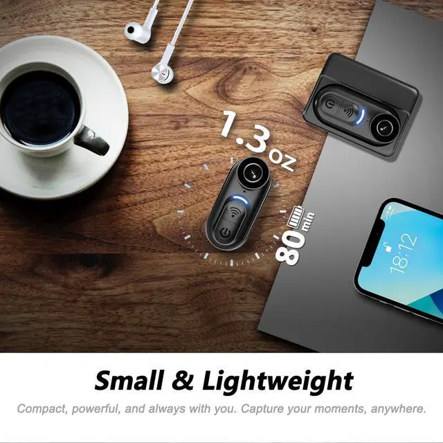 Alt view image 2 of 6 - 4K Mini Body Camera 128GB Thumb Size Wearable Action Cam, Hands-Free POV Recording, Portable Body Worn Camera for Travel, Cycling, Sports, Pets, Outdoor Adventures