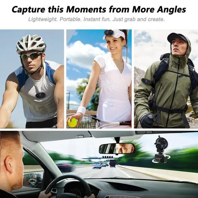 Alt view image 3 of 6 - 4K Mini Body Camera 128GB Thumb Size Wearable Action Cam, Hands-Free POV Recording, Portable Body Worn Camera for Travel, Cycling, Sports, Pets, Outdoor Adventures
