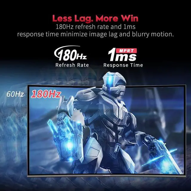 Alt view image 2 of 6 - Curved Gaming Monitor 27 inch 180Hz, FHD 1080P VA Screen 1800R Computer Monitor, 1ms with FreeSync, Low Motion Blur, DisplayPort, HDMI Monitor, Built-in Speakers