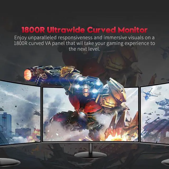 Alt view image 3 of 6 - Curved Gaming Monitor 27 inch 180Hz, FHD 1080P VA Screen 1800R Computer Monitor, 1ms with FreeSync, Low Motion Blur, DisplayPort, HDMI Monitor, Built-in Speakers