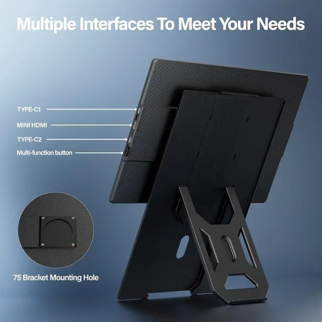 Alt view image 4 of 6 - Laptop Screen Extender 16.1", 1920 * 1200 Portable Monitor with Detachable Frameless Display- 360° Rotatable Magnetic Stand, Dual Screen Plug & Play, Extra Monitor for Windows/Mac/Linux/Android