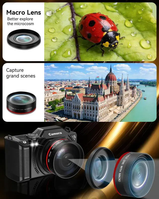 Alt view image 2 of 6 - 6K Digital Camera 96MP Vlogging Camera for YouTube with 3 Inch 180° Flip Screen WiFi Autofocus 18X Zoom 32GB Card Portable Travel Camera for Beginners(XJ311 Black)