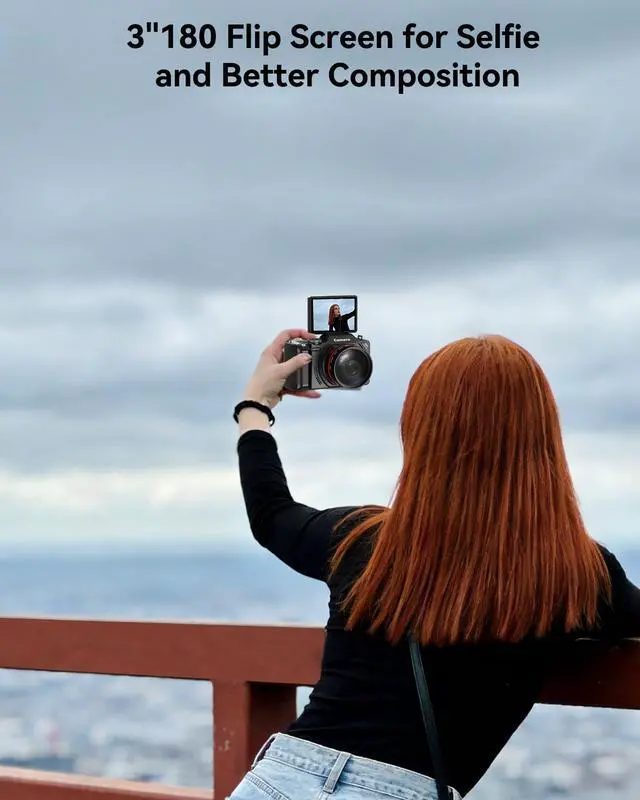Alt view image 5 of 6 - 6K Digital Camera 96MP Vlogging Camera for YouTube with 3 Inch 180° Flip Screen WiFi Autofocus 18X Zoom 32GB Card Portable Travel Camera for Beginners(XJ311 Black)