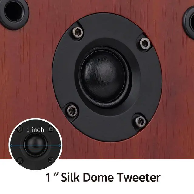 Alt view image 3 of 6 - 40W*2 Passive Bookshelf Speakers for Home Theater Surround Sound, Stereo, and Passive Near Field Monitor, 2-Way,Requires a Receiver or Amplifier (Brown, Pair)