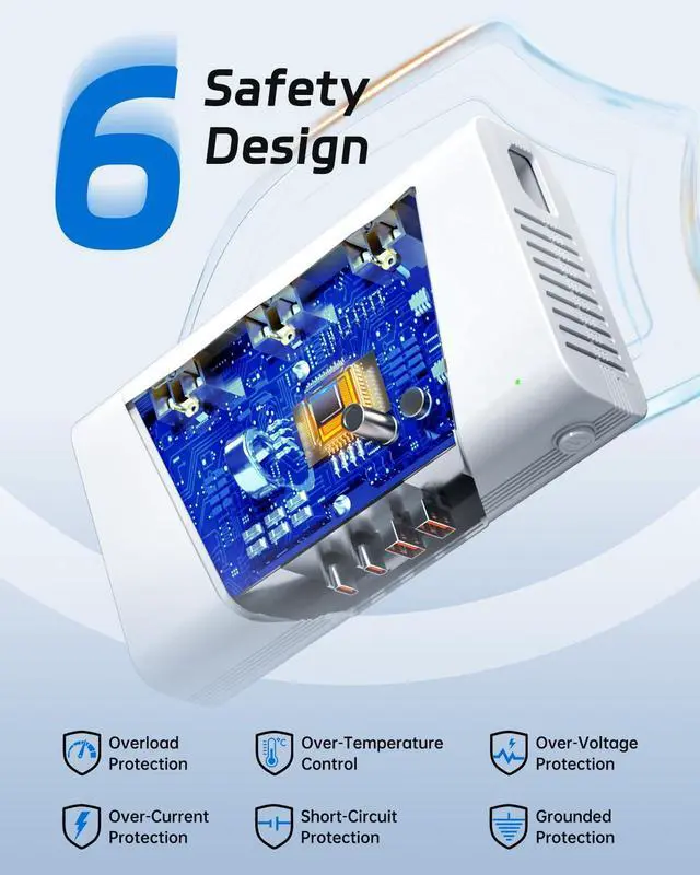 Alt view image 6 of 6 - 220V to 110V Converter, 800W Voltage Converter US to Europe for Hair Straightener/Curler/Phone, Power Converter with 2 USB C & 2 USB A Ports, European Travel Plug Adapter UK, US, AU, EU, White