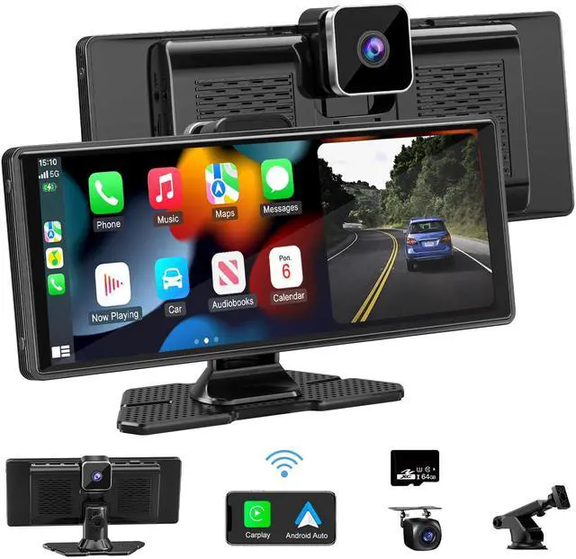 Main image of Carplay Screen for Car,10.26" HD IPS Wireless Portable car Stereo for Apple Carplay&Android Auto,Car Audio Receivers with 4K Dash Cam/1080P Rear Camera,GPS Navigation,Mirror Link,FM,Voice Control