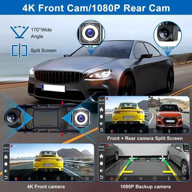 Alt view image 2 of 6 - Carplay Screen for Car,10.26" HD IPS Wireless Portable car Stereo for Apple Carplay&Android Auto,Car Audio Receivers with 4K Dash Cam/1080P Rear Camera,GPS Navigation,Mirror Link,FM,Voice Control