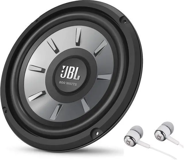 Main image of Stage 810 800W Max 8" Stage Series Single 4 ohm Car Audio Subwoofer Speaker Bundled with Alphasonik Earbuds
