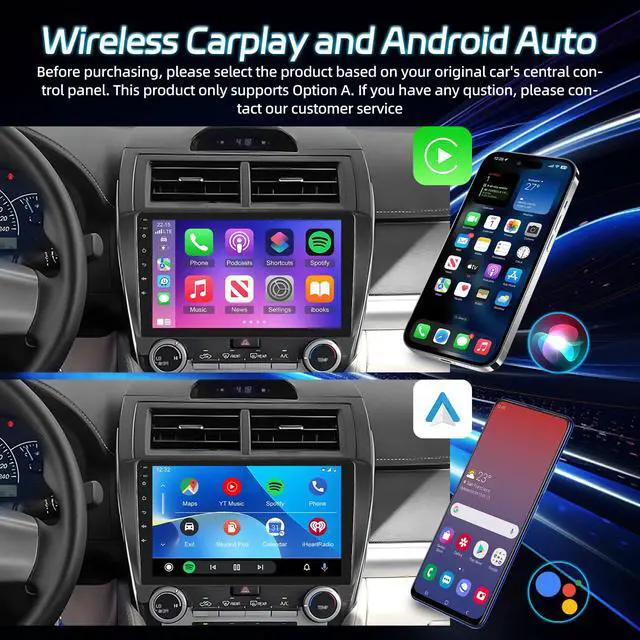 Alt view image 4 of 6 - Android Radio for Toyota Camry 2012 2013 2014: 10.1 inch Touch Screen Aftermarket Stereo with Wireless Carplay and Android Auto, 5G/WiFi, DSP/EQ, GPS, Split Screen, SWC + AHD Backup Camera