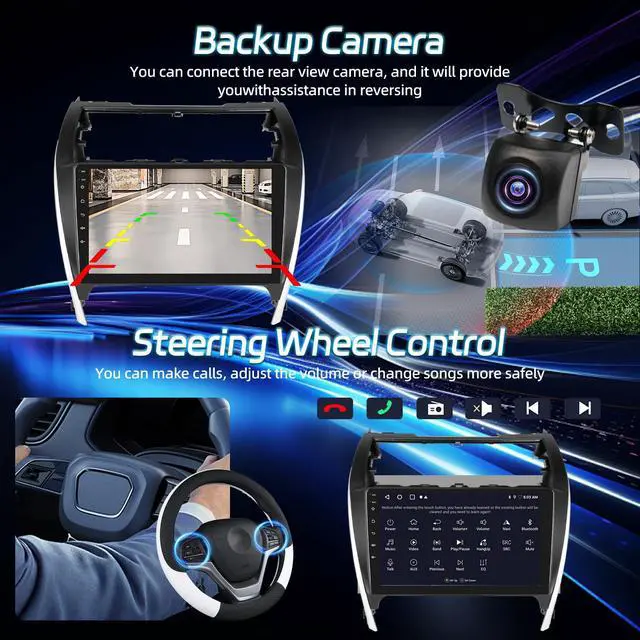 Alt view image 5 of 6 - Android Radio for Toyota Camry 2012 2013 2014: 10.1 inch Touch Screen Aftermarket Stereo with Wireless Carplay and Android Auto, 5G/WiFi, DSP/EQ, GPS, Split Screen, SWC + AHD Backup Camera