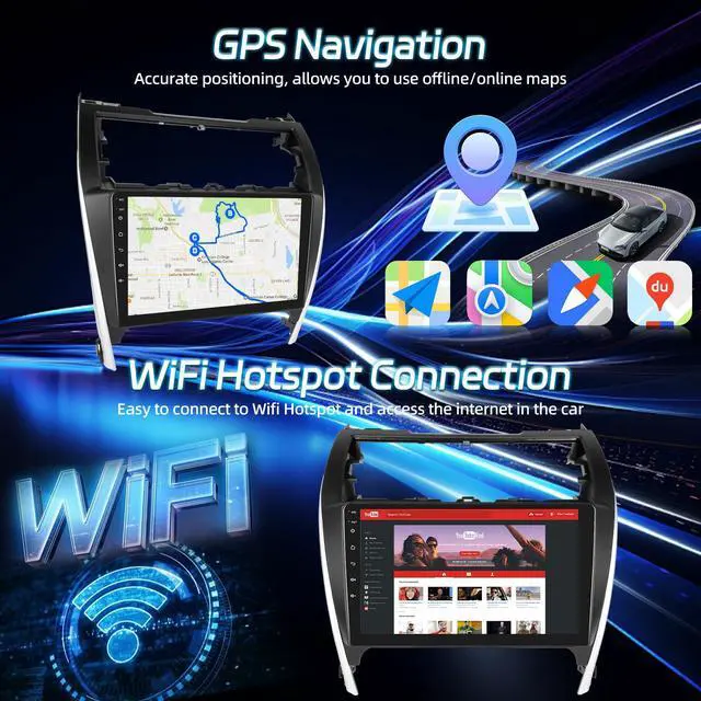 Alt view image 6 of 6 - Android Radio for Toyota Camry 2012 2013 2014: 10.1 inch Touch Screen Aftermarket Stereo with Wireless Carplay and Android Auto, 5G/WiFi, DSP/EQ, GPS, Split Screen, SWC + AHD Backup Camera