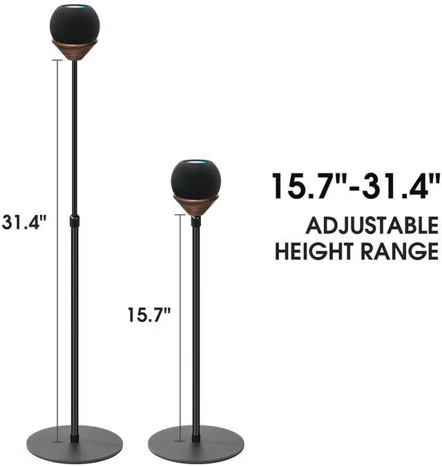 Alt view image 2 of 6 - Floor Stand is Suitable for Homepod Mini, with Adjustable Height, Safety, Stability, and Anti Slip Bottom. Mini Speaker Accessories are Suitable for Living Rooms, bedrooms, Gyms(2 Pack- Black)