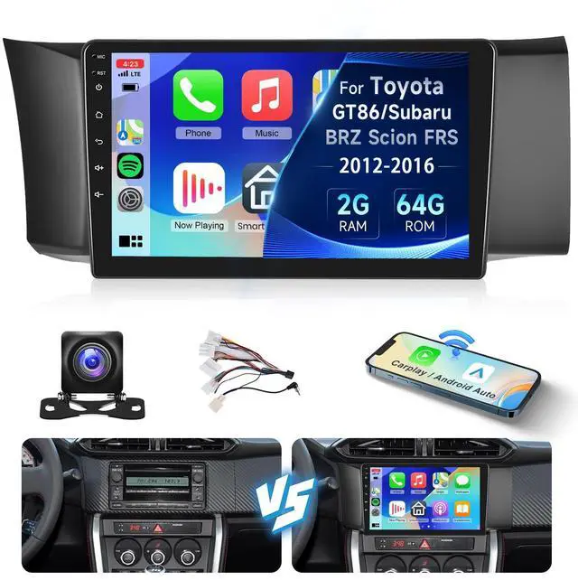 Main image of 2+64G for Toyota GT86/Subaru BRZ Scion FRS 2012-2016 Car Radio with Wireless Carplay/Android Auto,Android Car Stereo 9 Touch Screen 28UI GPS WiFi Bluetooth FM/RDS Mirror Link SWC+Backup Camera&Mic
