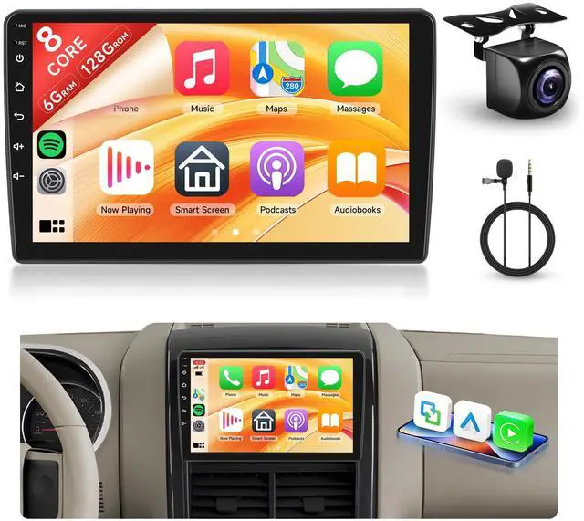 Main image of 8 Core 6+128G Android Car Stereo Radio for Ford Explorer 2006-2010/Mustang 2005-2009 Wireless Carplay Android Auto, 10.1'' Touchscreen Head Unit GPS Bluetooth Mirror Link WIFI FM DSP Backup Camera SWC