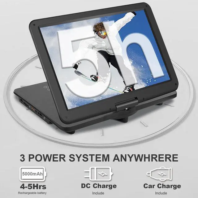 Alt view image 5 of 6 - 19.6" Portable DVD Player with 17.6 Large HD Screen, 4-5Hrs Play, DVD Player Portable with Dual Speaker, Last Memory, Support SYNC TV/USB/SD Card, Play All Discs Format, Black