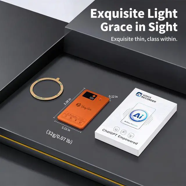 Alt view image 3 of 6 - Ai Note Taker, Ai Voice Recorder Pocket Ai Note Taking Device Voice to Text Recorder Ai Recorder Notetaker 152 Languages 64gb Transcribe, Summarize & Text Translation One-Step Magnetic Attachment