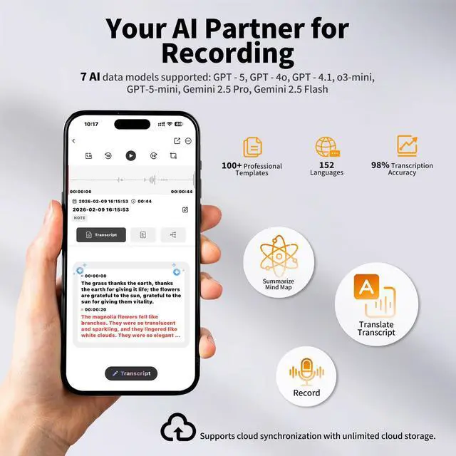 Alt view image 5 of 6 - Ai Note Taker, Ai Voice Recorder Pocket Ai Note Taking Device Voice to Text Recorder Ai Recorder Notetaker 152 Languages 64gb Transcribe, Summarize & Text Translation One-Step Magnetic Attachment