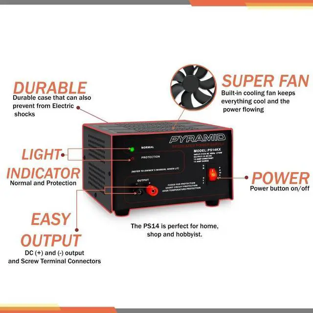 Alt view image 3 of 6 - Universal Compact Bench Power Supply - 12 Amp Linear Regulated Home Lab Benchtop AC-to-DC 12V Converter