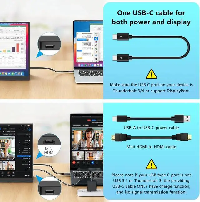 Alt view image 6 of 6 - 16 Inch Portable Monitor 144Hz FHD 1200P IPS, USB-C & HDMI External Screen Compatible with PS5, Xbox, Switch, Laptop PC